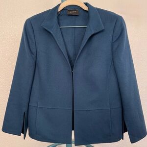 AKRIS 100% Cashmere Blazer Pockets Teal Women's coat Classic Office US 10
